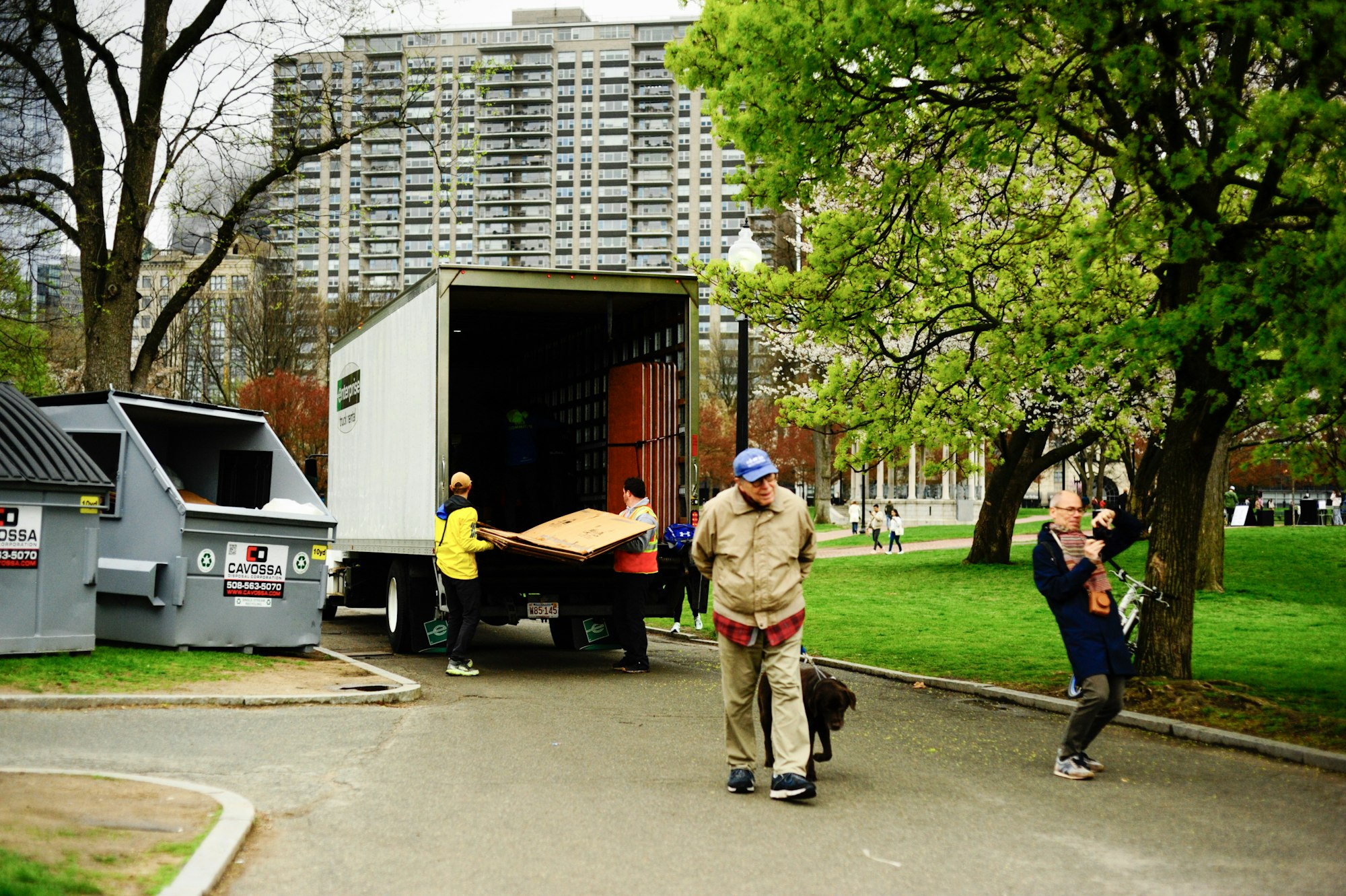 Crew loading items into a truck